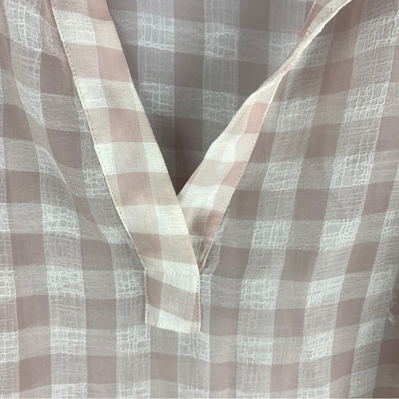 LAUNDRY by Shelli Segal Pink Semi Sheer Buffalo Plaid Blouse Medium - Picture 6 of 11